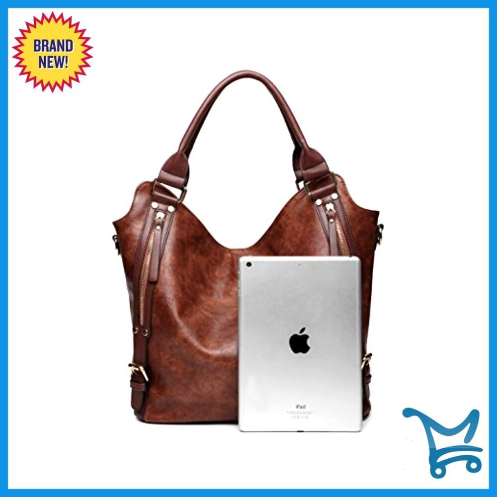 Large Capacity PU Leather Hobo Tote Bag with Adjustable Shoulder Strap - Picture 4 of 7